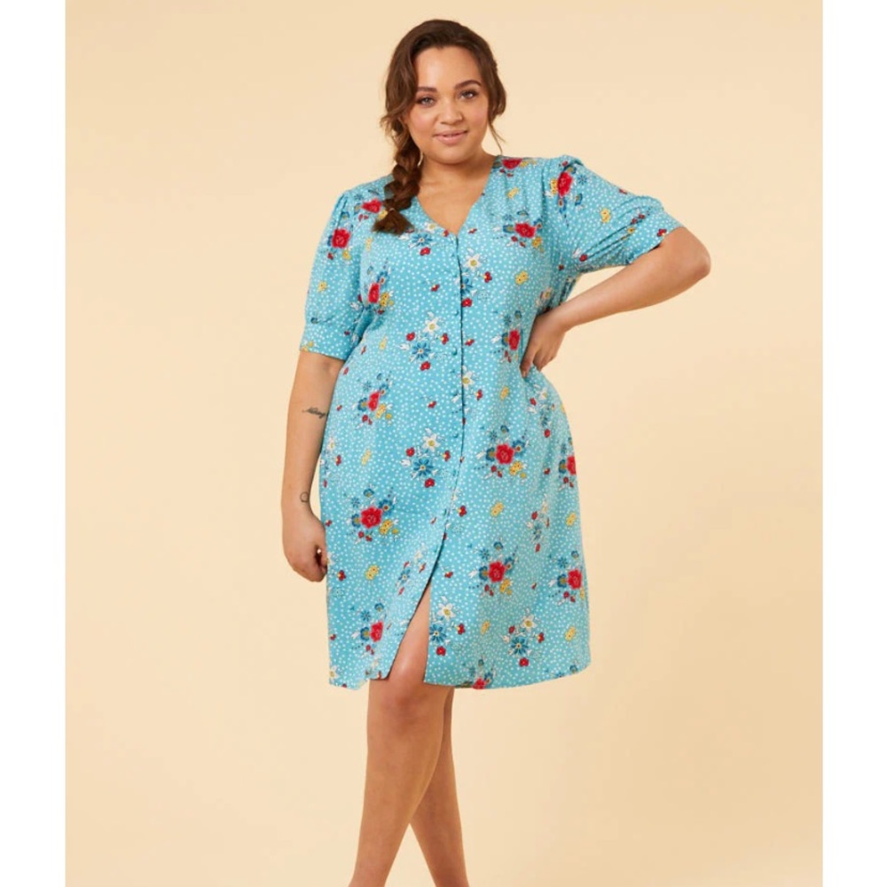 JUDITH ECOVERO FLOWER PATCH PRINT TEA DRESS Joanie Clothing Molly Hatch